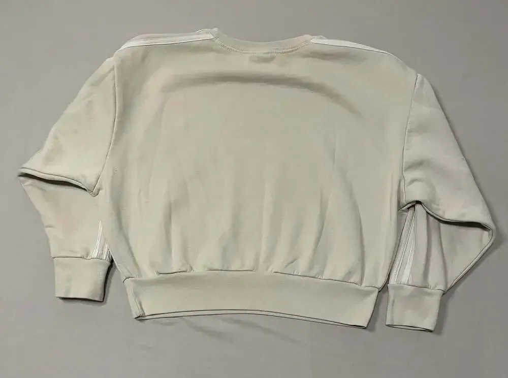 Adidas Essentials 3-Stripes Fleece Sweatshirt Size L Beige